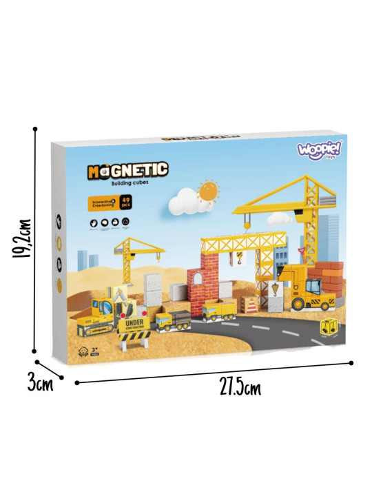 WOOPIE Magnetyczne Kostki Konstrukcyjne Plac Budowy 49 el.