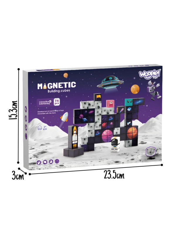 WOOPIE Magnetyczne Kostki Konstrukcyjne Kosmos 74 el.