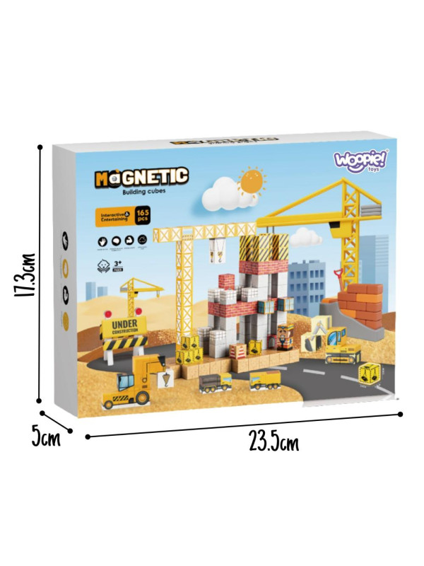 WOOPIE Klocki Magnetyczne 165el Kostki Budowa Dźwig Koparka Prezent 3D