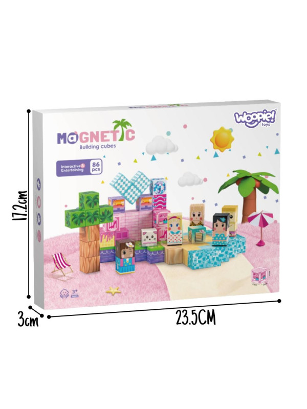 WOOPIE Klocki Magnetyczne Sześciany Magnesy 86el 3D Edukacyjne Układanka Zestaw Montessori dla Dzieci 3+