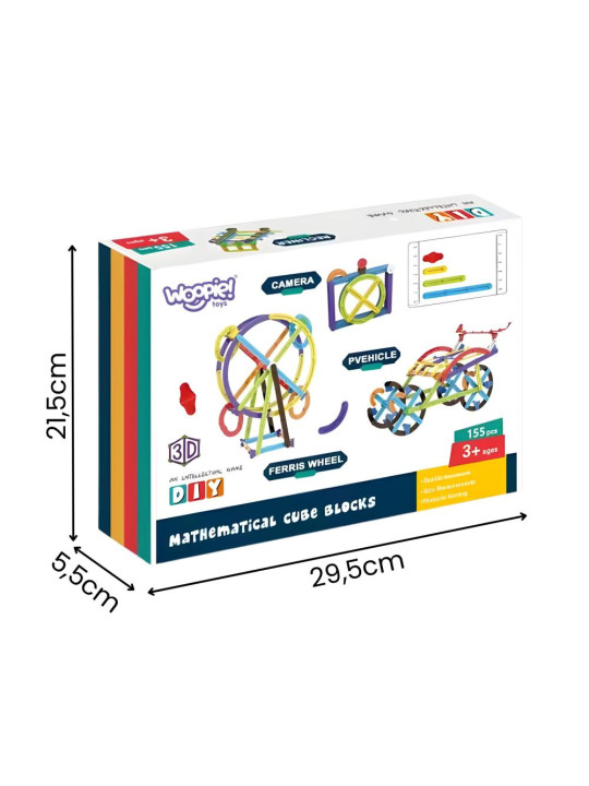 WOOPIE Klocki Konstrukcyjne Matematyczne 3D Edukacyjne 155 el.