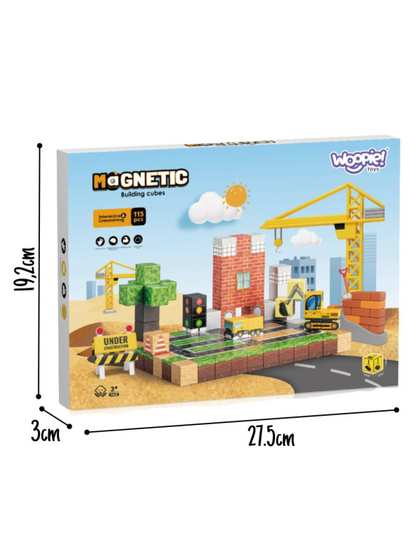 WOOPIE Magnetyczne Klocki Konstrukcyjne Plac Budowy 115 el.