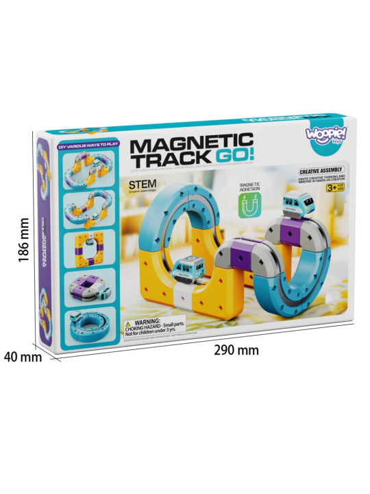 WOOPIE Zestaw Konstrukcyjny Magnetyczny Tor Kolejowy z Efektem Przyciągania 38 el.