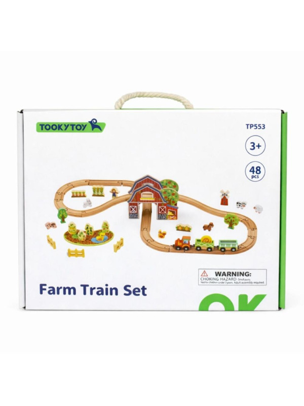 TOOKY TOY Drewniana Kolejka Farma Zestaw 48 el.