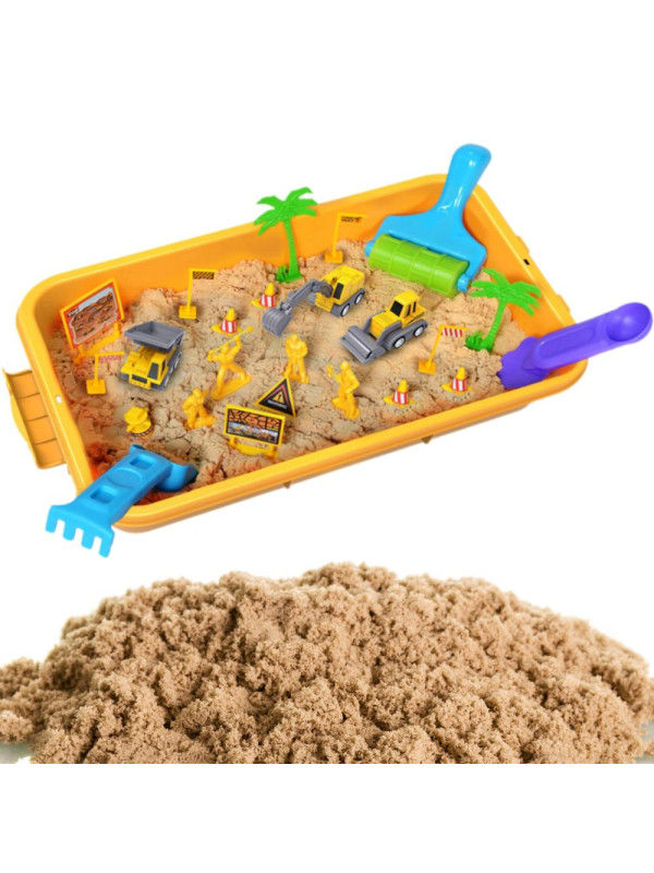 WOOPIE Zestaw Piasek Kinetyczny Plac Budowy w Walizce Pojazdy 1kg