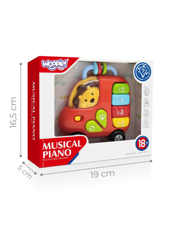 WOOPIE BABY Pianinko Interaktywne Autobus Lew Muzyczne Organki Dźwięki Światła 18m