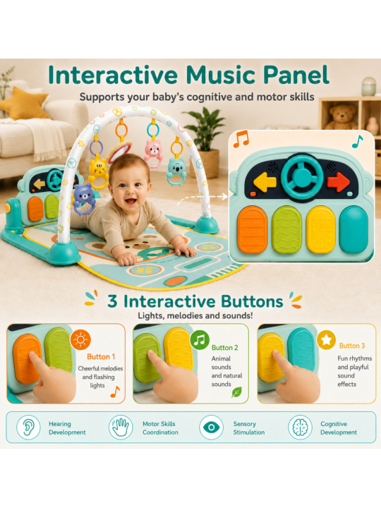 WOOPIE BABY Interaktywna Mata Edukacyjna z Pianinkiem 10el. Dźwięki