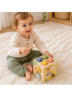 TOOKY TOY Drewniana Wiosenna Kostka Edukacyjna 5w1