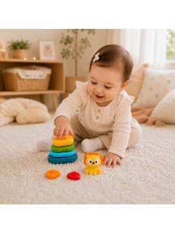 WOOPIE BABY Piramidka Sensoryczna Wieża Układanka Lew 6m+