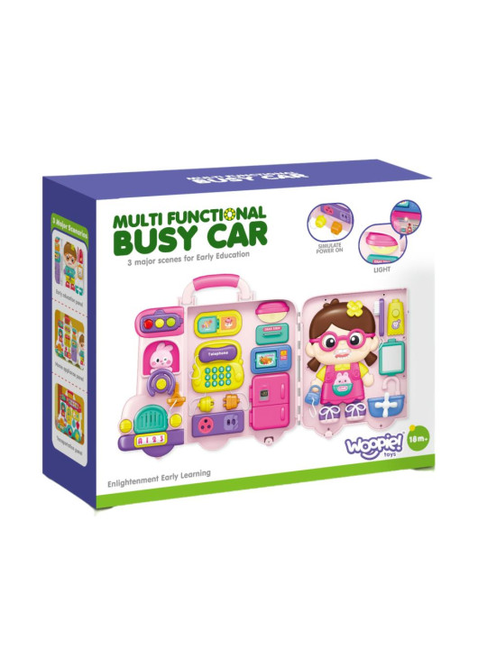 WOOPIE BABY Interaktywna Tablica Manipulacyjna Busy Car Walizka 3w1 Dźwięk Światło