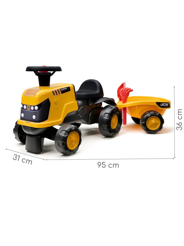 FALK Jeździk Traktor JCB Fastrac z Przyczepą Łopatką i Grabkami 1-3 lat