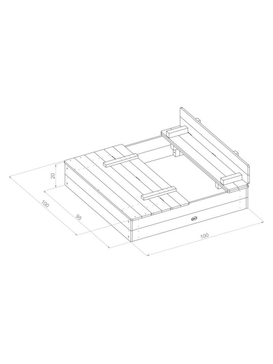 Axi Piaskownica Ella 100 x 95 z Ławeczkami Szara