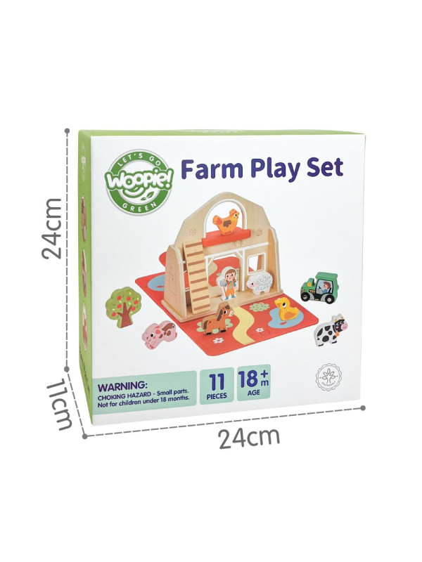 WOOPIE GREEN Drewniana Składana Farma w Walizce ze Zwierzątkami 11el.