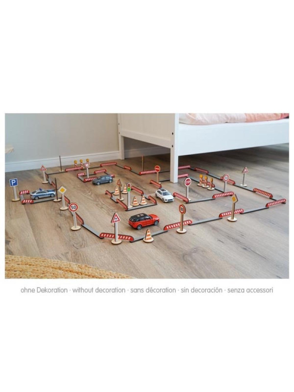 Zestaw drewnianych elementów do budowy dróg FlexiRoads Goki 