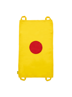 Mini chusta animacyjna 100 x 60 cm żółta z kołem czerwonym