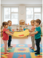 Mini chusta animacyjna 100 x 60 cm zestaw 6 sztuk kolory tęczowe z kołami