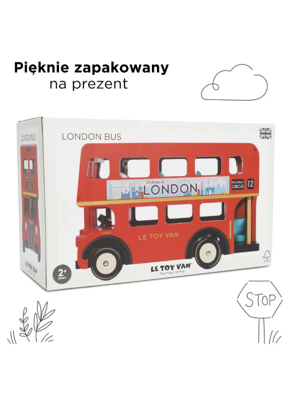 Drewniany piętrowy kolekcjonerski autobus, Londyn, dla dzieci, Le Toy Van