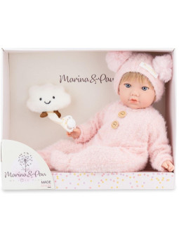 Lalka_pachnąca Alina z maskotką chmurką Marina & Pau 769 - 45 cm, Brzuszek: Miękki, Kolor oczu: Niebieski, Kolor włosów: B