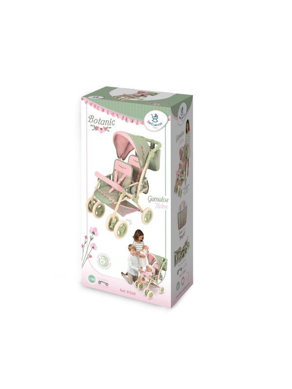 Bliźniaczy_wózek Botanic regulowany dla lalek do 52cm DeCuevas Toys 90368