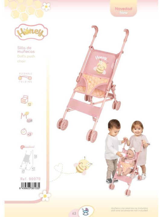 Spacerówka Honey dla lalek do 48 cm DeCuevas Toys 90070
