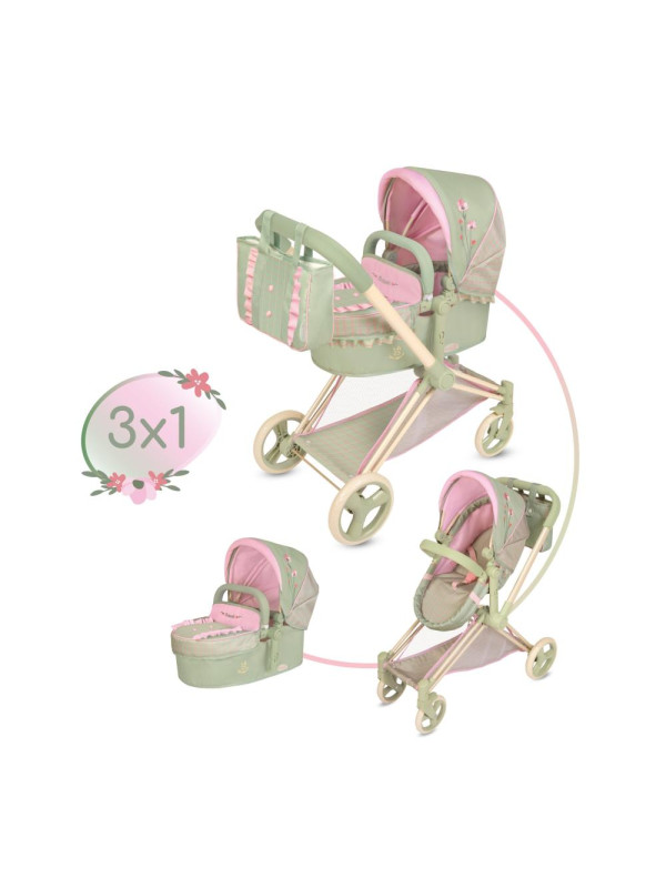 Wózek_3w1 Botanic składany dla lalek do 47cm DeCuevas Toys 81768