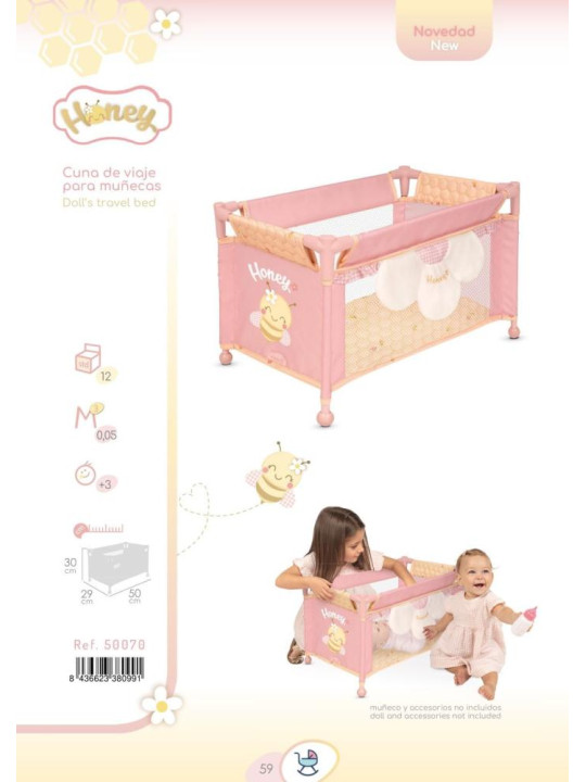 Łóżeczko Honey dla lalek do 48 cm DeCuevas 50070