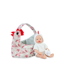 Lalka Mini_Golosinas z nosidłem kogutem Marina & Pau 226 - Dziewczynka, 21 cm, Brzuszek: Winylowy, Kolor oczu: Niebieski