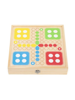 VIGA Drewniana gra zręcznościowa 4w1 Hokej stołowy Curling Bowling Ludo