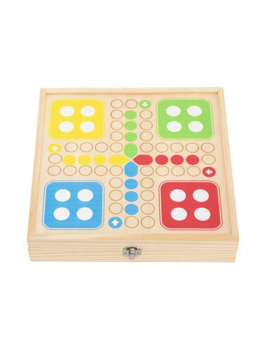 VIGA Drewniana gra zręcznościowa 4w1 Hokej stołowy Curling Bowling Ludo