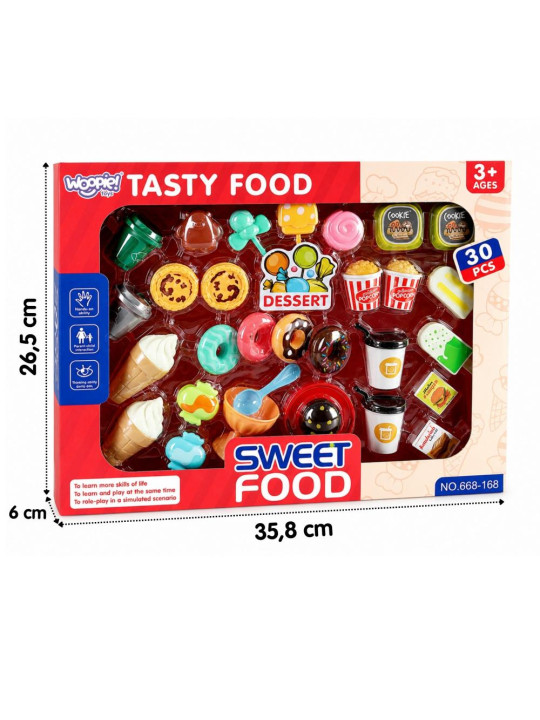 WOOPIE Zestaw Słodyczy Desery Lody do Zabawy w Kawiarnię Sklep 30el