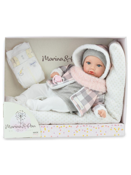 Lalka_Reborn Noa_Pink z poduszką Marina & Pau 3171 - 40 cm, Brzuszek: Miękki, Kolor oczu: Niebieski