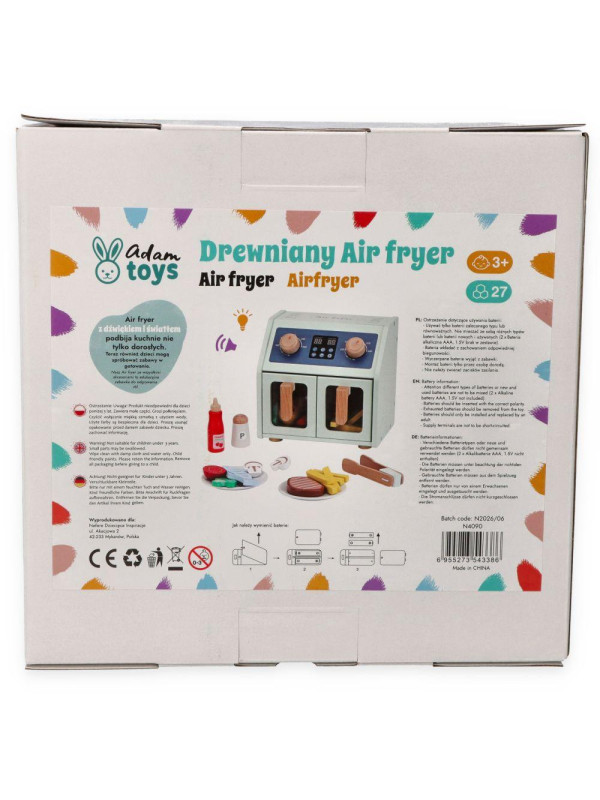 Air Fryer drewniana frytkownica z akcesoriami na baterie