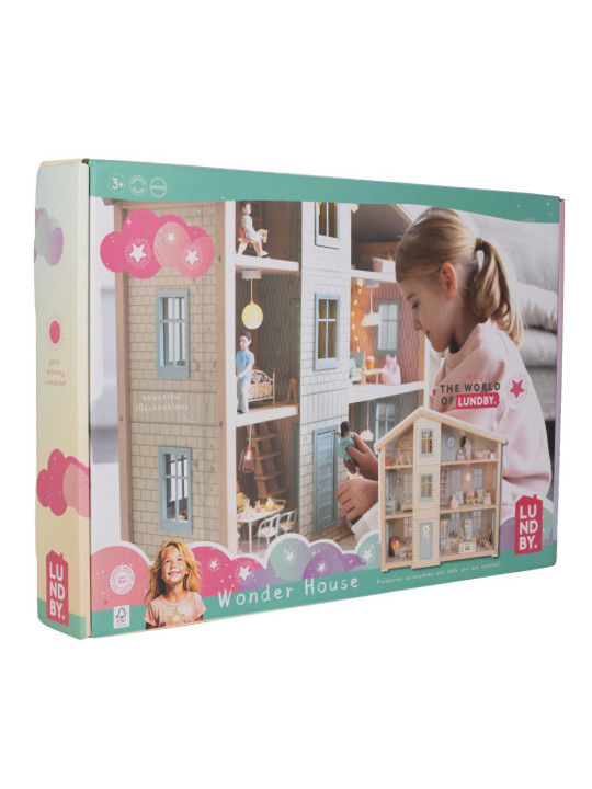 Drewniany domek dla lalek Wonder House zabawa lalkami dla dzieci Lundby