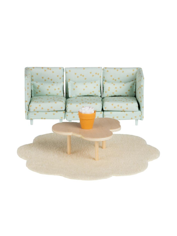 Zestaw mebli do salonu do domku dla lalek, zabawka dla dzieci, domek Lundby