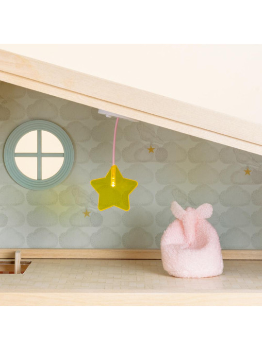 Oświetlenie domku dla lalek zestaw Lampa Gwiazda i pufa wyposażenie Lundby