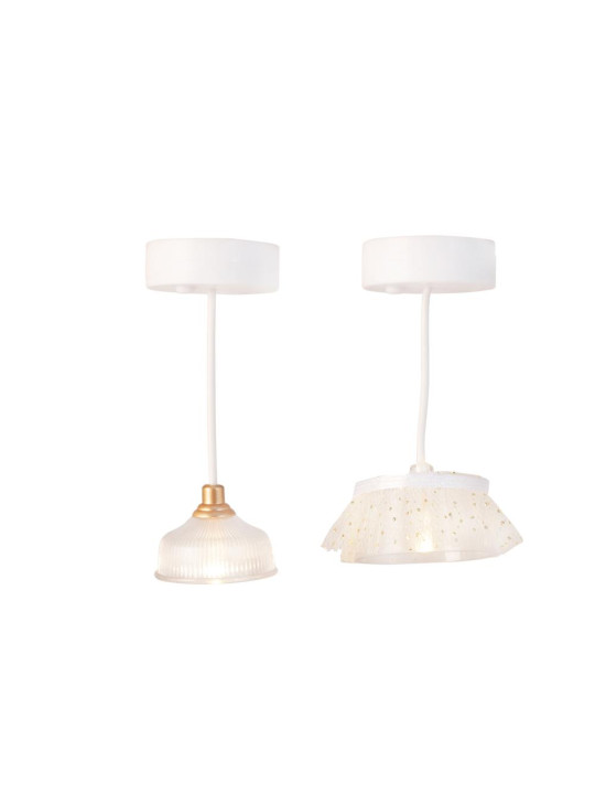 Oświetlenie domku dla lalek zestaw 2 lampy wiszące wyposażenie domki Lundby