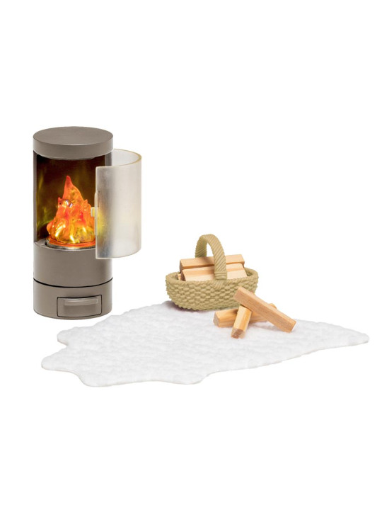 Wyposażenie domku dla lalek kominek zestaw zabawka dla dzieci salon Lundby