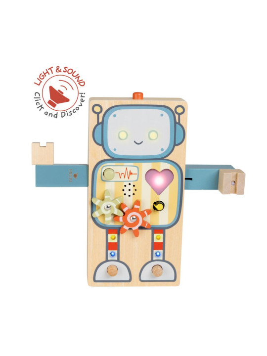 Gigglebot rozwojowa zabawka interaktywna drewniany robot sensoryczny Micki