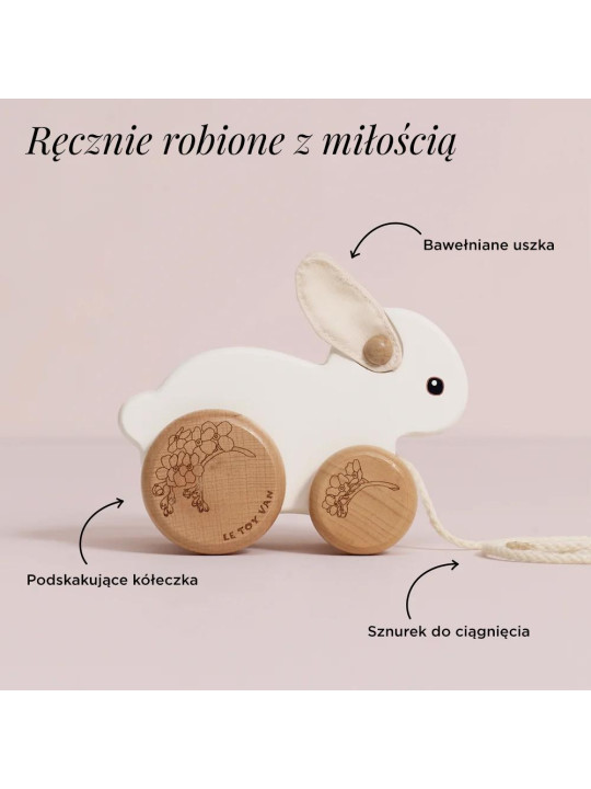 Drewniany króliczek na kołach zabawka do ciągnięcia dla dzieci Le Toy Van