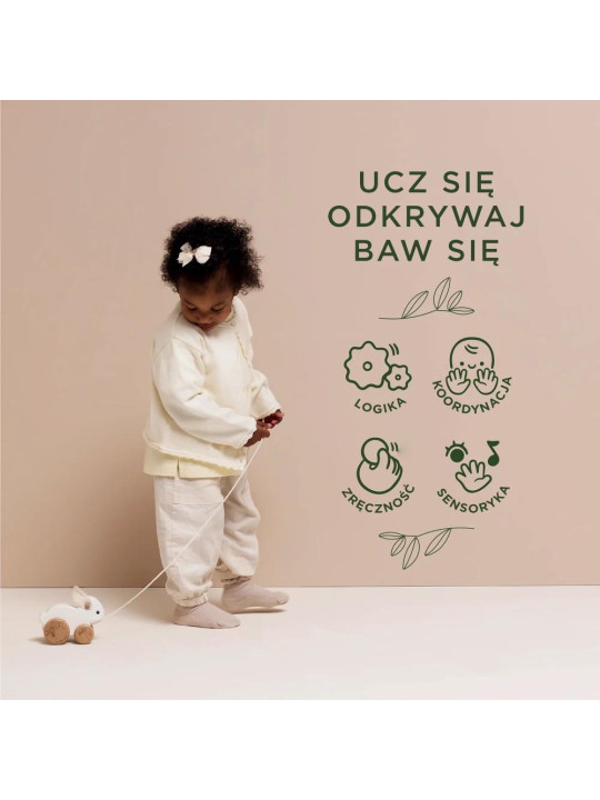 Drewniany króliczek na kołach zabawka do ciągnięcia dla dzieci Le Toy Van