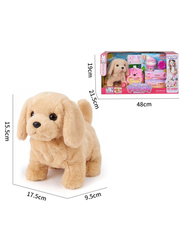 WOOPIE Interaktywny Brązowy Piesek na Smyczy z Akcesoriami