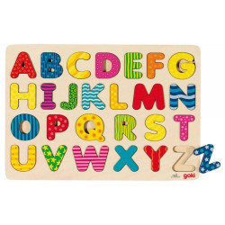 Zabawki drewniane  Alfabet dla dzieci Puzzle 26 elementów - Literki, nauka czytania,  pomoce Montesori