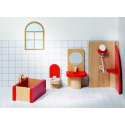 Mebelki dla lalek - łazienka goki - drewniany zestaw zabawek, zabawa lalkami, zabawka dla 3 latka, Zabawka dla dziewczynki 