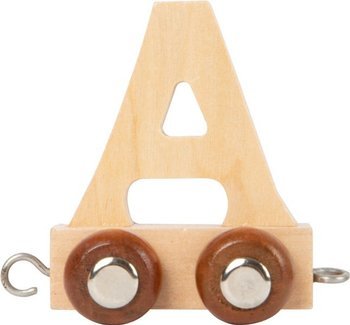 Wagonik z literką a - literka element z układanki alfabet pociąg small foot design - drewniana zabawka edukacyjna dla 3 latka