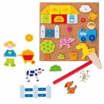 Zabawka drewniana Przybijanka dla dzieci - farm goki - drewniana zabawka edukacyjna, zabawka dla 3 latka