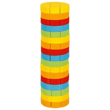 Zabawka zręcznościowa - Wieża kolorowa - jenga drewniana dla dzieci - GOKI - drewniana gra, gra dla 4 latka