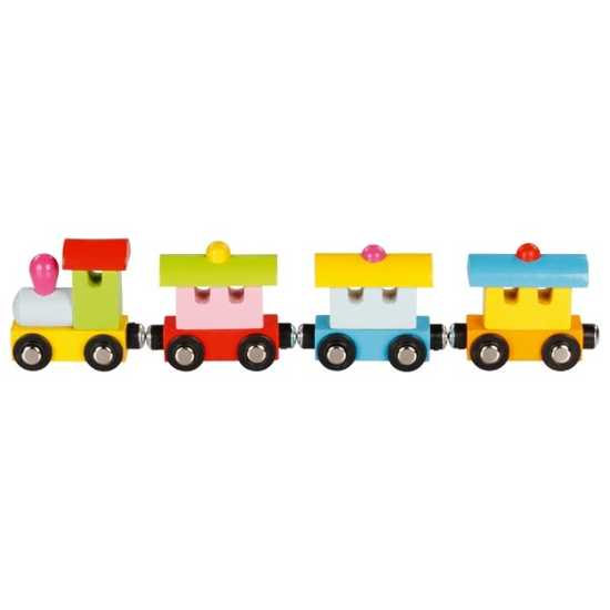 Pociąg drewniany dla dzieci - Pociąg kolorowy z drewna -  zabawka Goki 