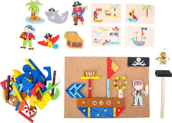 Przybijanka dla dzieci - piraci small foot design - drewniana zabawka edukacyjna dla 3 latka