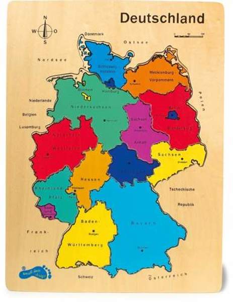 Puzzle mapa Niemcy dla dzieci small foot design - drewniana zabawka edukacyjna zabawka dla 3 latka