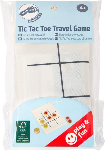 Zabawka Tic tac toe wersja podróżna small foot design - zabawka planszowa dla 4 latka, zabawka drewniana